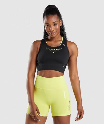 Przycięte Topy Damskie Gymshark Energy Seamless Czarne | PL 2684WNB